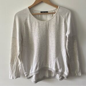 Titika heathered cream white long sleeve patchwork cotton top size large womens